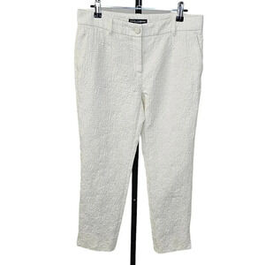 Dolce & Gabanna Womens Floral Embroidered  White Cropped Pants Size IT 42 US 6